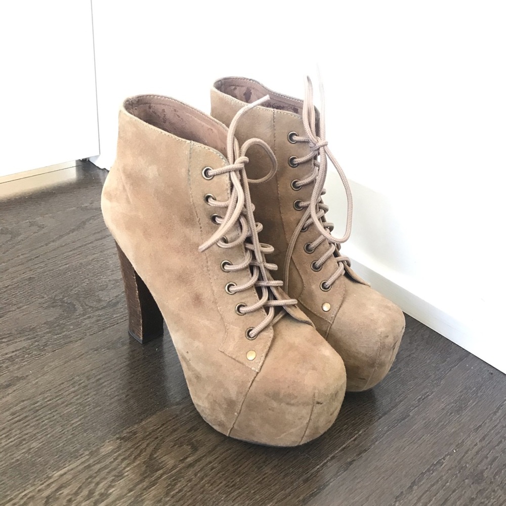 Jeffrey Campbell Lita Heels Tan Suede Size 6.5